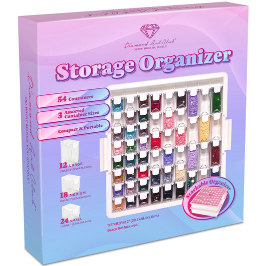 DIAMOND ART CLUB Diamond Painting Storage Organizer - 54 Premium Containers For Diamond Or Bead Storage - Portable, Stackable & Multi-Size Craft Organizers, Essential Diamond Painting Accessories