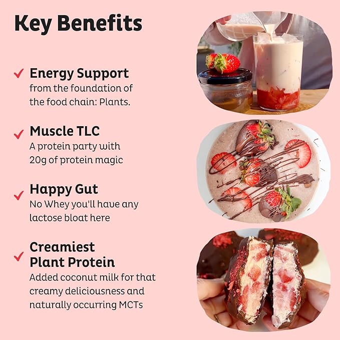 KOS Organic Plant Based Protein Powder - Strawberries & Cream - 28 Serving
