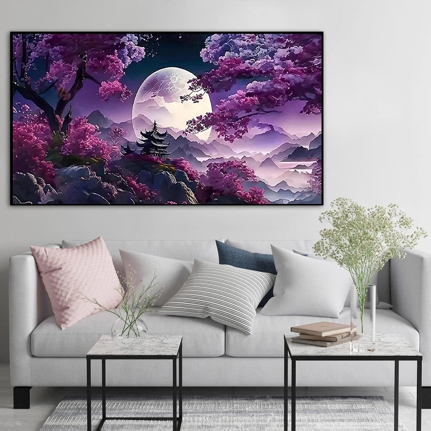 BOHADIY 5D Large Diamond Art Painting,Moon Diamond Painting Kits for Adults,DIY Full Drill Mountain Crystal Rhinestone Arts and Crafts,Tree Gem Art Painting with Diamond Home Wall Decor27.5 X 15.7inch