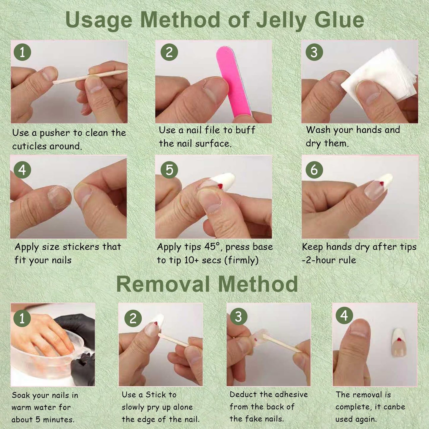 Tesytto Medium Square Press On Nails, Nude with Green Glitter French Tips and Hand-Painted White Clover, Rainbow Glitter Gradient Thick Acrylic Nails (Size M)
