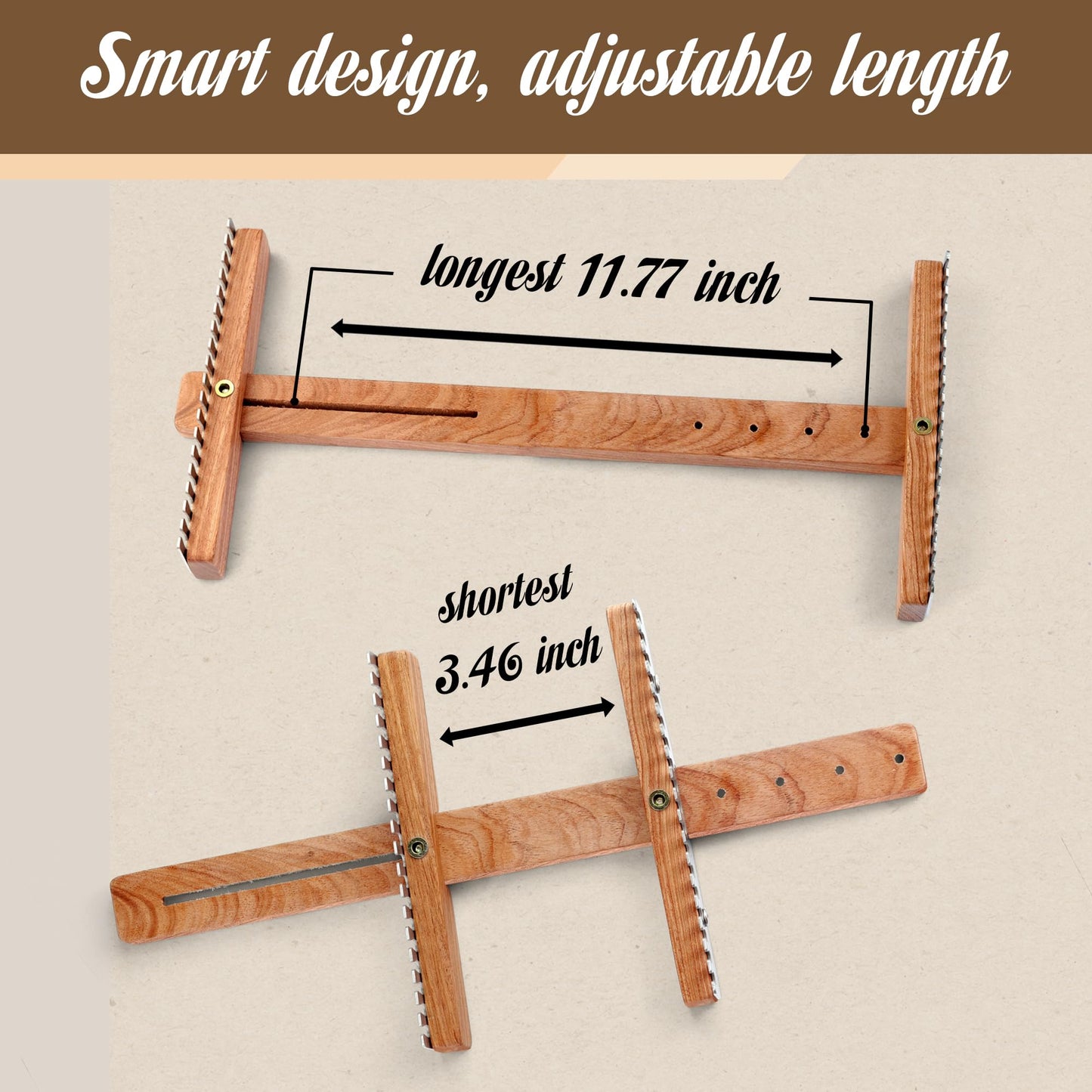 Savina Adjustable Tapestry Weaving Loom, Small Expandable 3.5in to 11.8in, Wooden Frame for Weaving Yarn, Art Projects, Ideal for Beginners & Advanced.