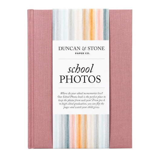 Elegant School Memory Book Prek-12 - Durable School Photo Book w/Photo Spaces, Prompts & More - 70 Pages Kids Scrapbook for Easy Journaling (Mauve)