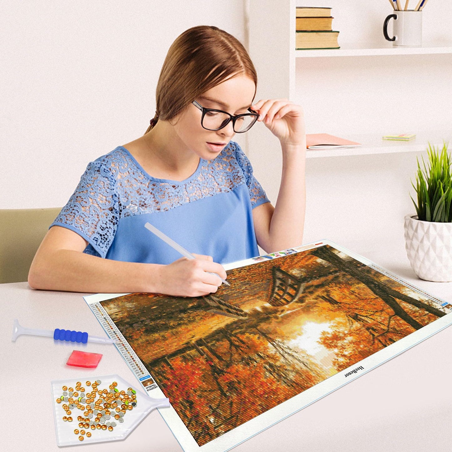 HeeBenor Large Landscape Diamond Painting Kits, 5D Sunset Diamond Art Kits for Adults, DIY Full Drill Large Landscape Diamond Painting, Sunset Gem Art Painting for Wall Decor 27.5X15.7 Inch