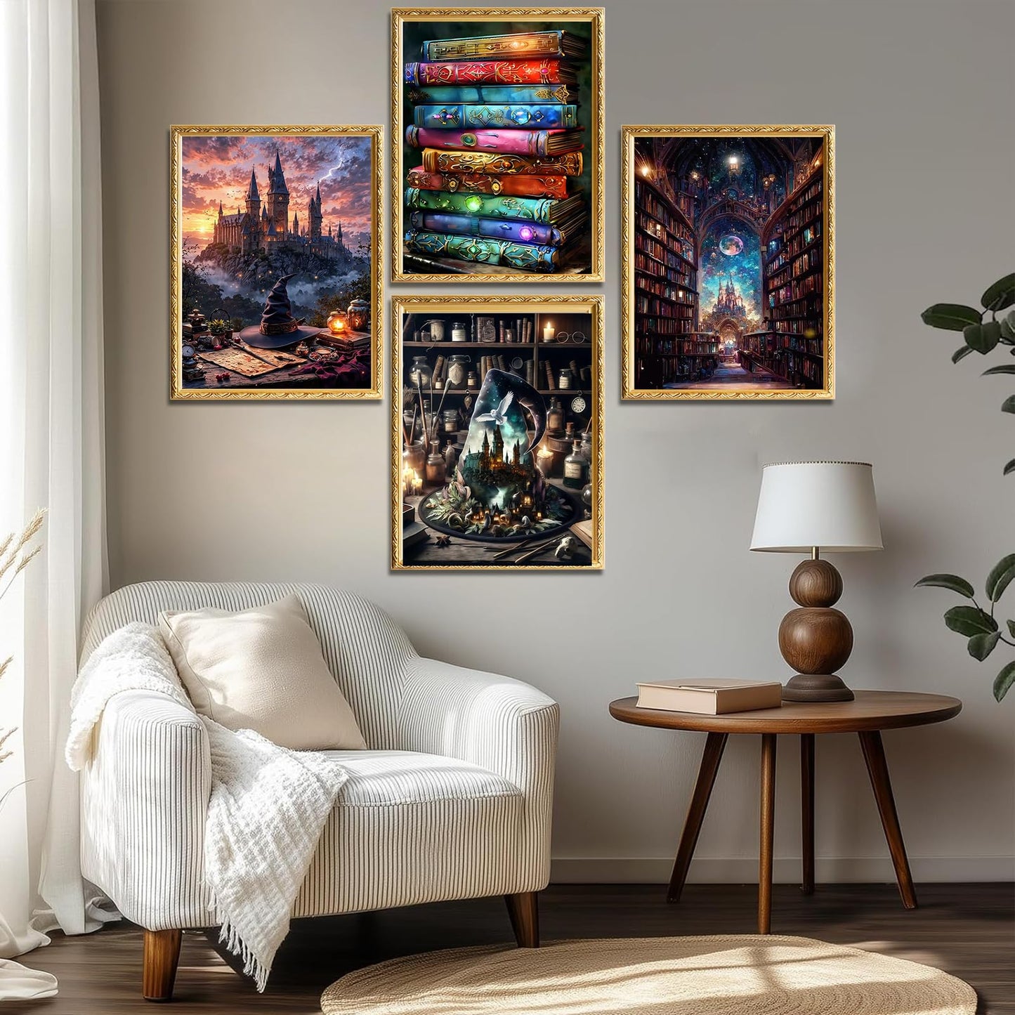 4 Pack Diamond Art Kits for Adults, 5D DIY Diamond Painting Kits for Beginner, Diamond Dots Full Drill Crafts for Gem Art Dot Art for Adults Home Wall Decor for Teens Boys Girls 12x16 inch