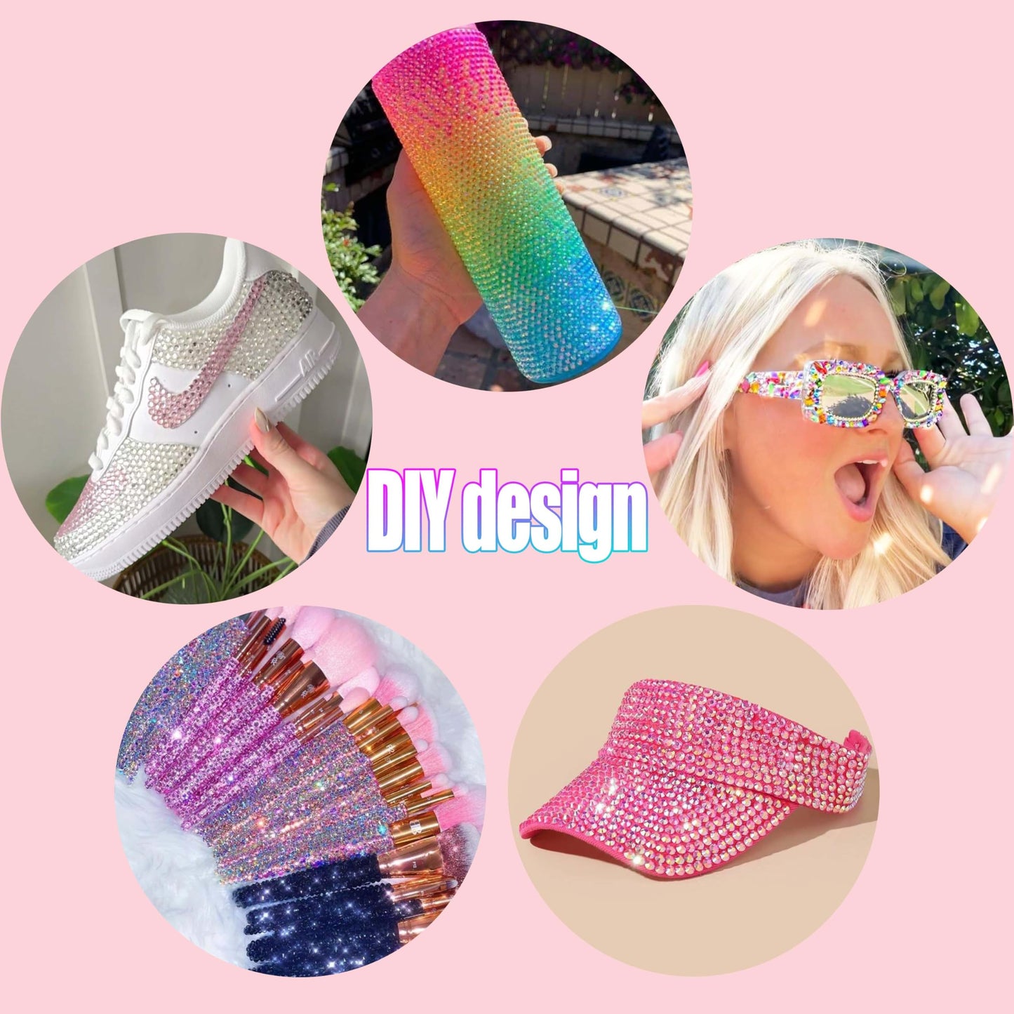 LERBOU 37500Pcs Bedazzling Kit for 60 Colors Rhinestones with 5 Box Diamond Art, 3mm Flatback Gems with 4×10ml B7000 Jewelry Glue Tweezers & Pickup Pen, Perfect for Nail Art, Crafting, Clothing