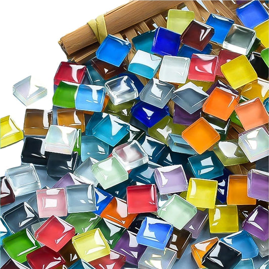 AITINIA DIY Mosaic Tiles for Crafts, Colorful Glass Mosaic Kits for Adults, 915 Pcs Bulk Stained Glass Mosaic Tiles, Children Handmade Art Craft Projects for Home Decoration (Square Shape)