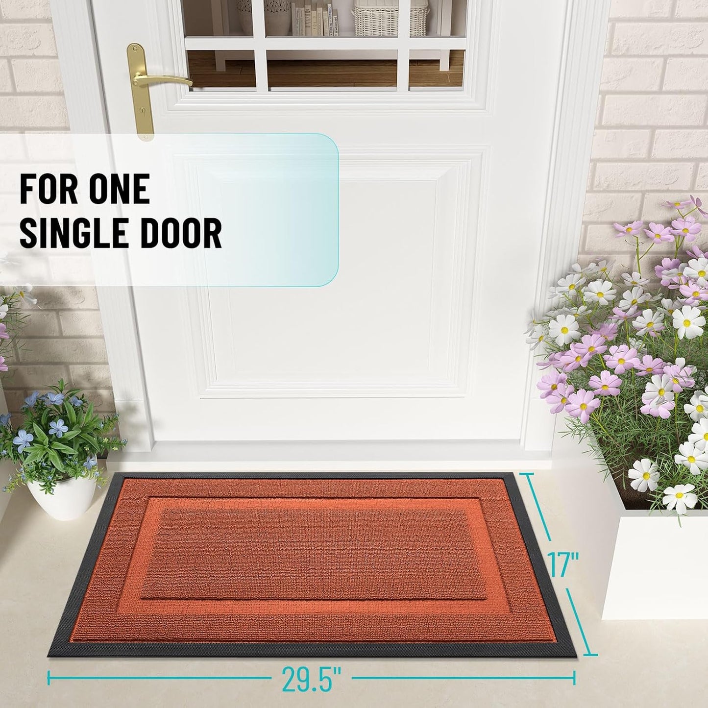 OLANLY Waterproof Front Door Mat - All-Season Natural Rubber Doormat | Easy Clean, 29.5x17, Vermillion Red