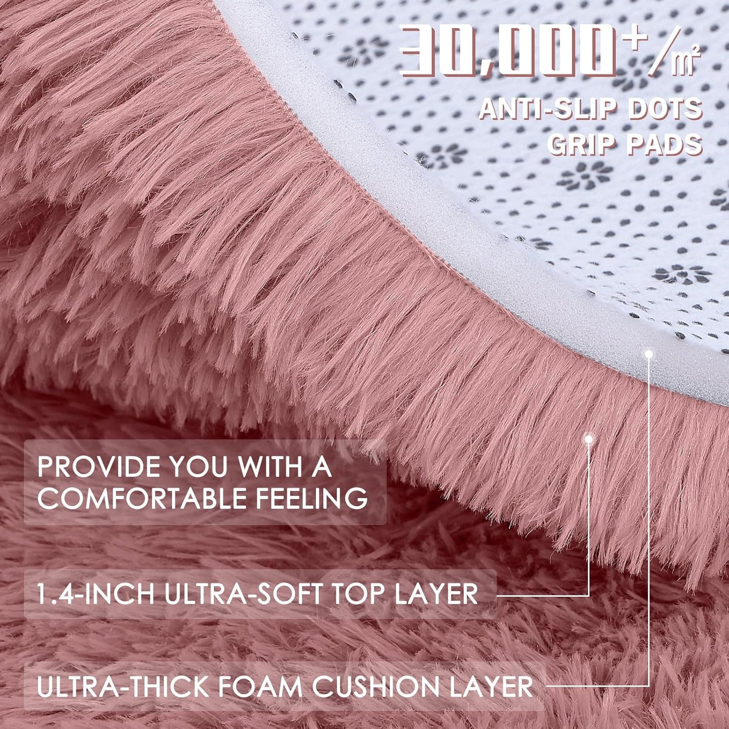 OLANLY Runner Rugs - Soft, Machine Washable Shaggy Carpet for Hallway & Bedroom | Pale Pink 2x8 ft