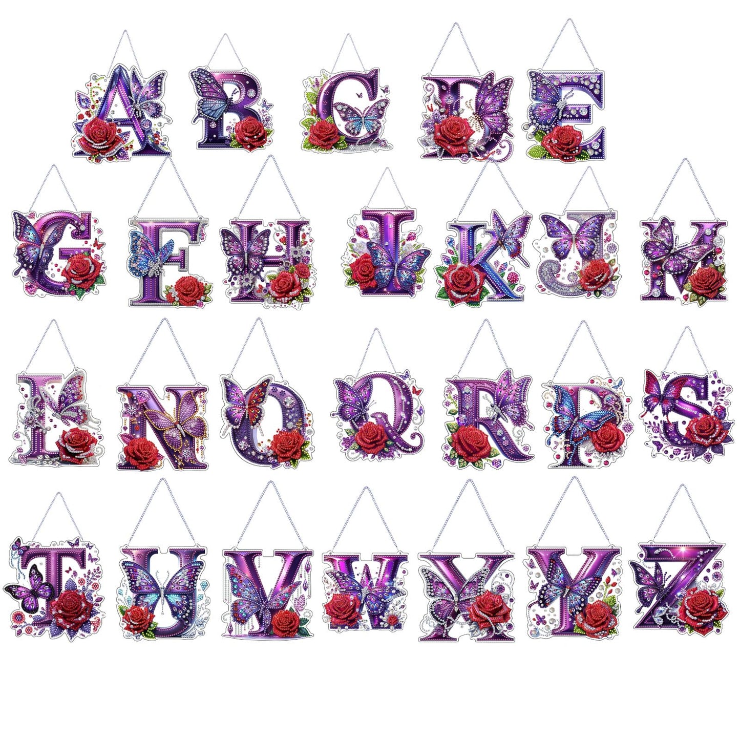 DIY Hanging Diamond Art Kit for Adult – Gem Art Window & Wall Pendant, Acrylic Letter Diamond Painting Ornament for Home & Garden Decoration (R)