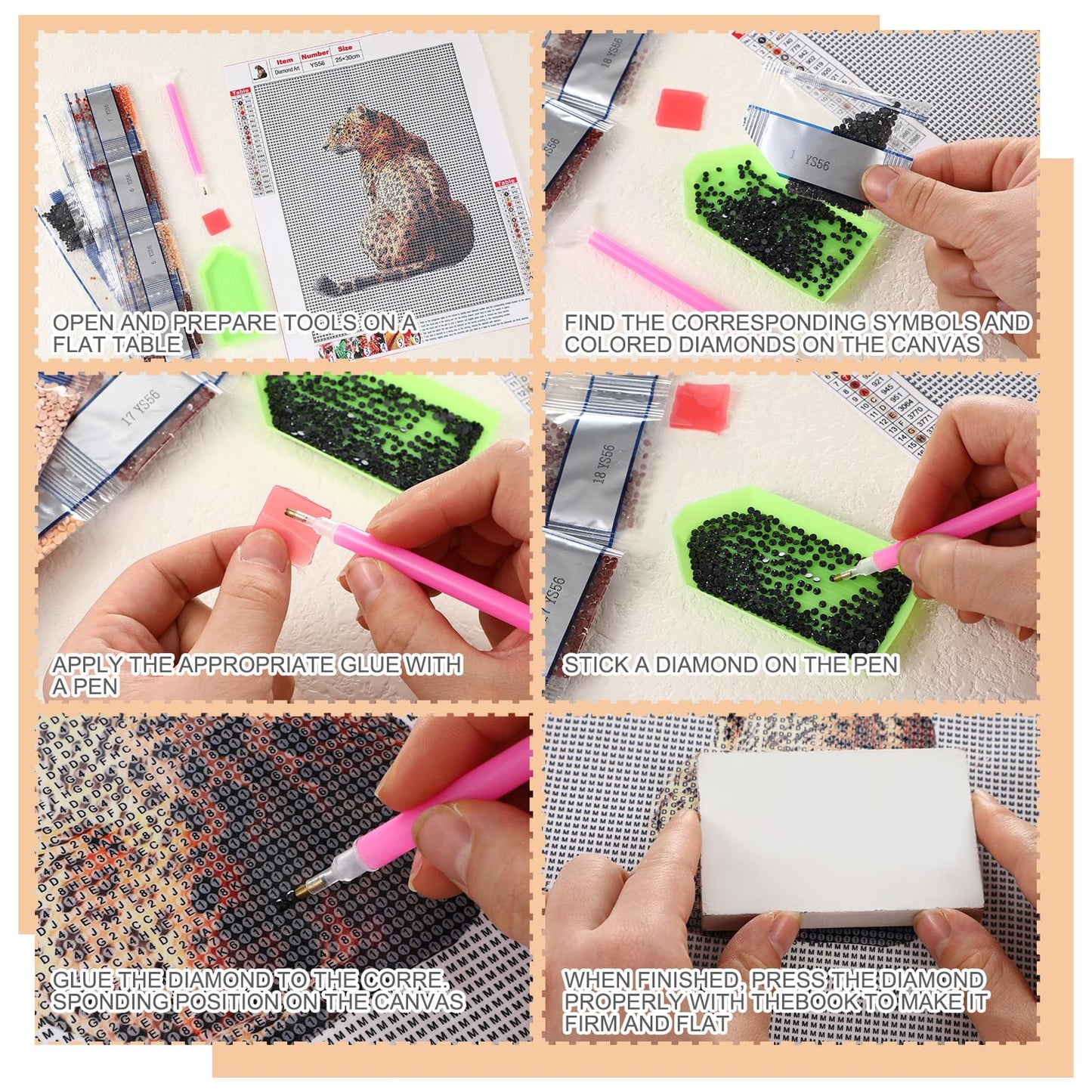 Yeaqee 4 Pcs Diamond Art Kits DIY Painting for Adult Aesthetic Wall Diamond Crafts Aesthetic Room Decor Cute Painting Pictures 5d Craft Wall Decor for Home 10 x 11.8'' (Leopard Print)