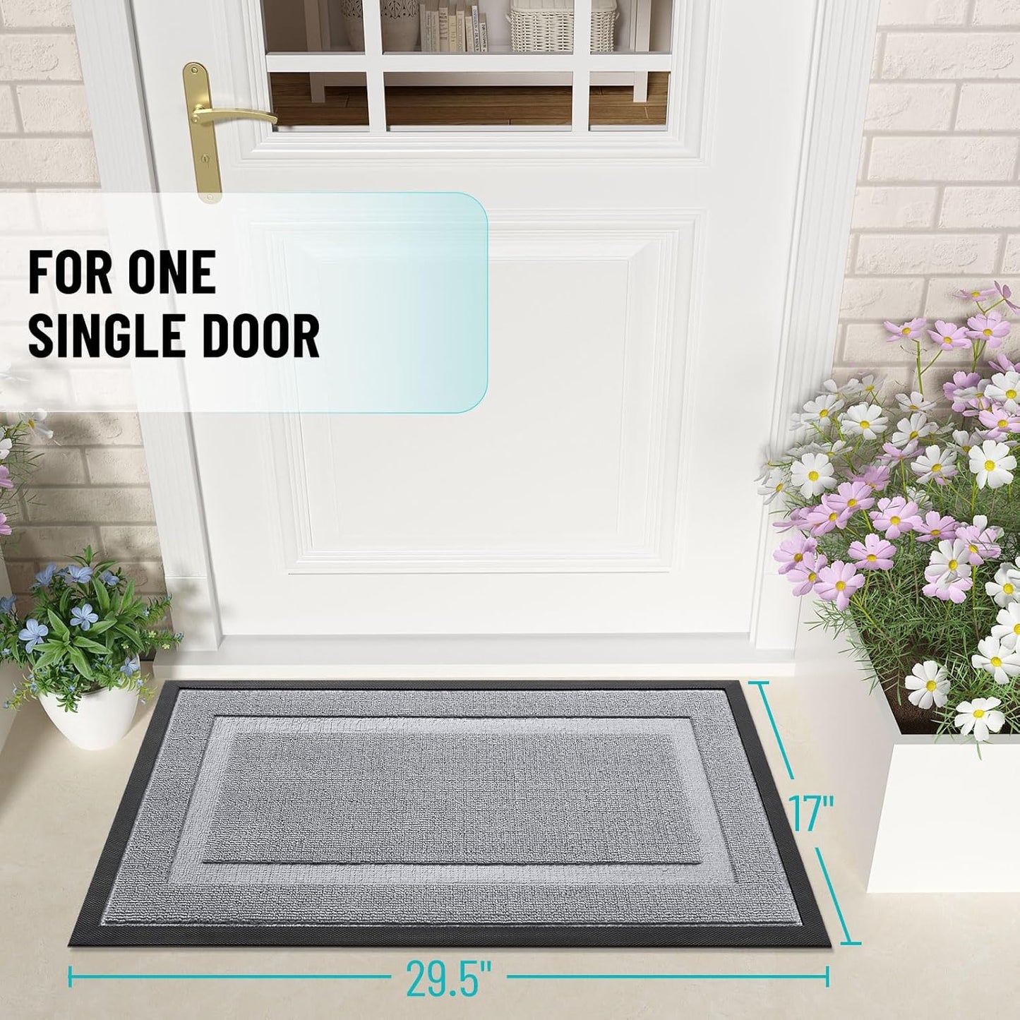 OLANLY Waterproof Front Door Mat - All-Season Indoor Outdoor Doormat, Easy Clean, 47x23, Silver Gray