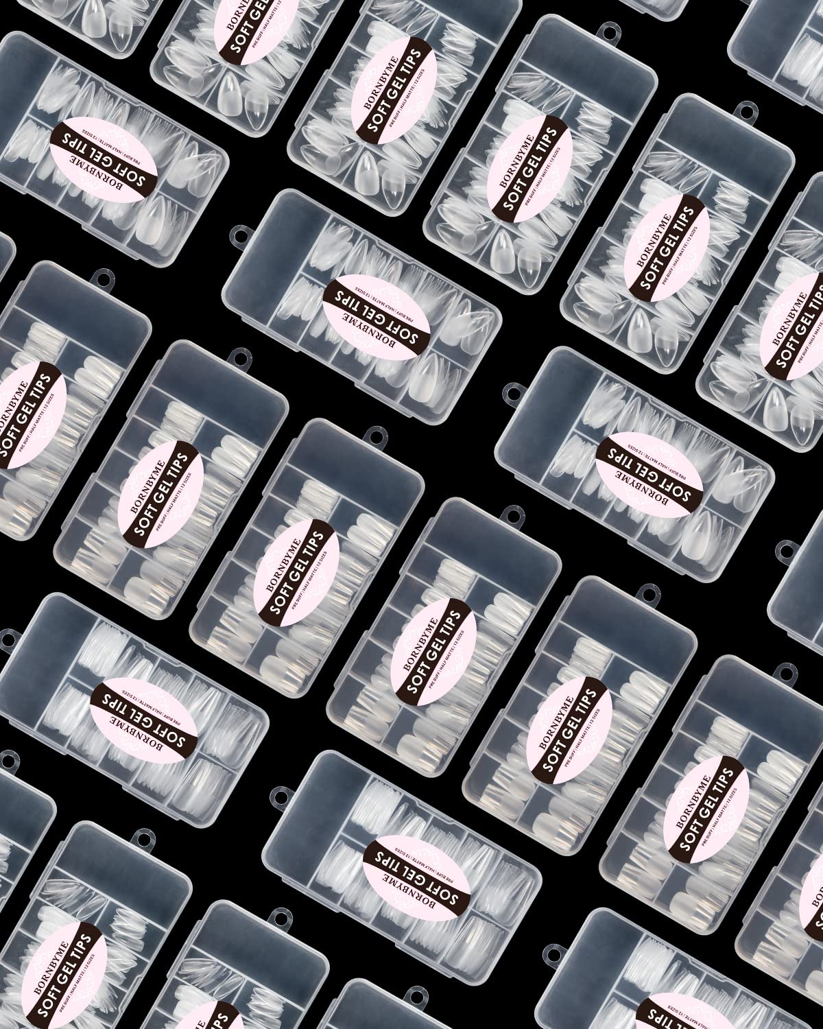 Soft Gel Nail Tips Medium Stiletto, 120PCS Pre Buff Full Cover Shaped Nail Extenison Tips Half Matte Gel Nail Tips BORNBYME