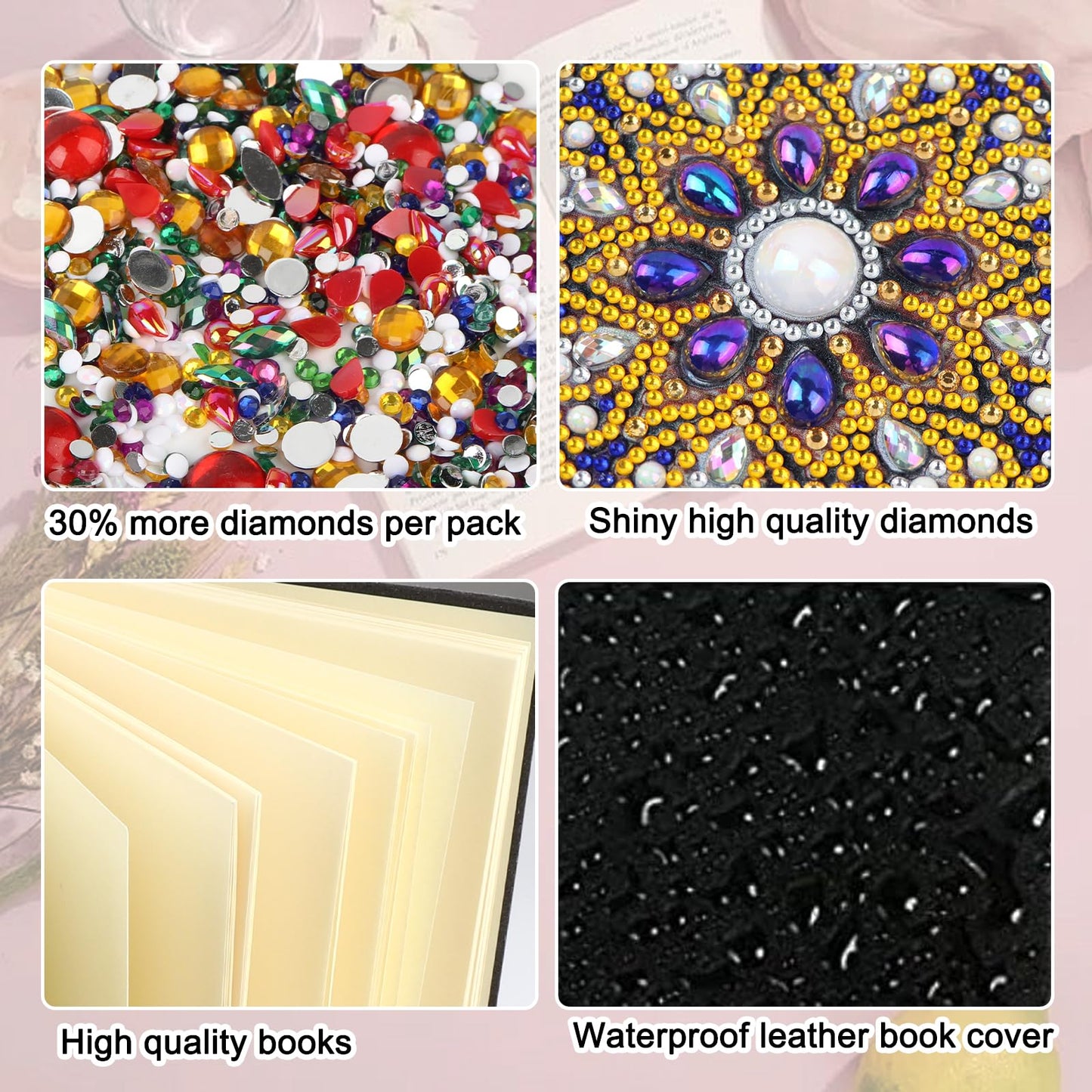JZHYOAN Cat DIY Diamond Painting Notebook for Adults A5 Blank Diamond Art Composition Journaling Notebooks Notepad Sketchbook Diary Mosaic Kits for Beginners Craft Lovers Gift Table Decoration