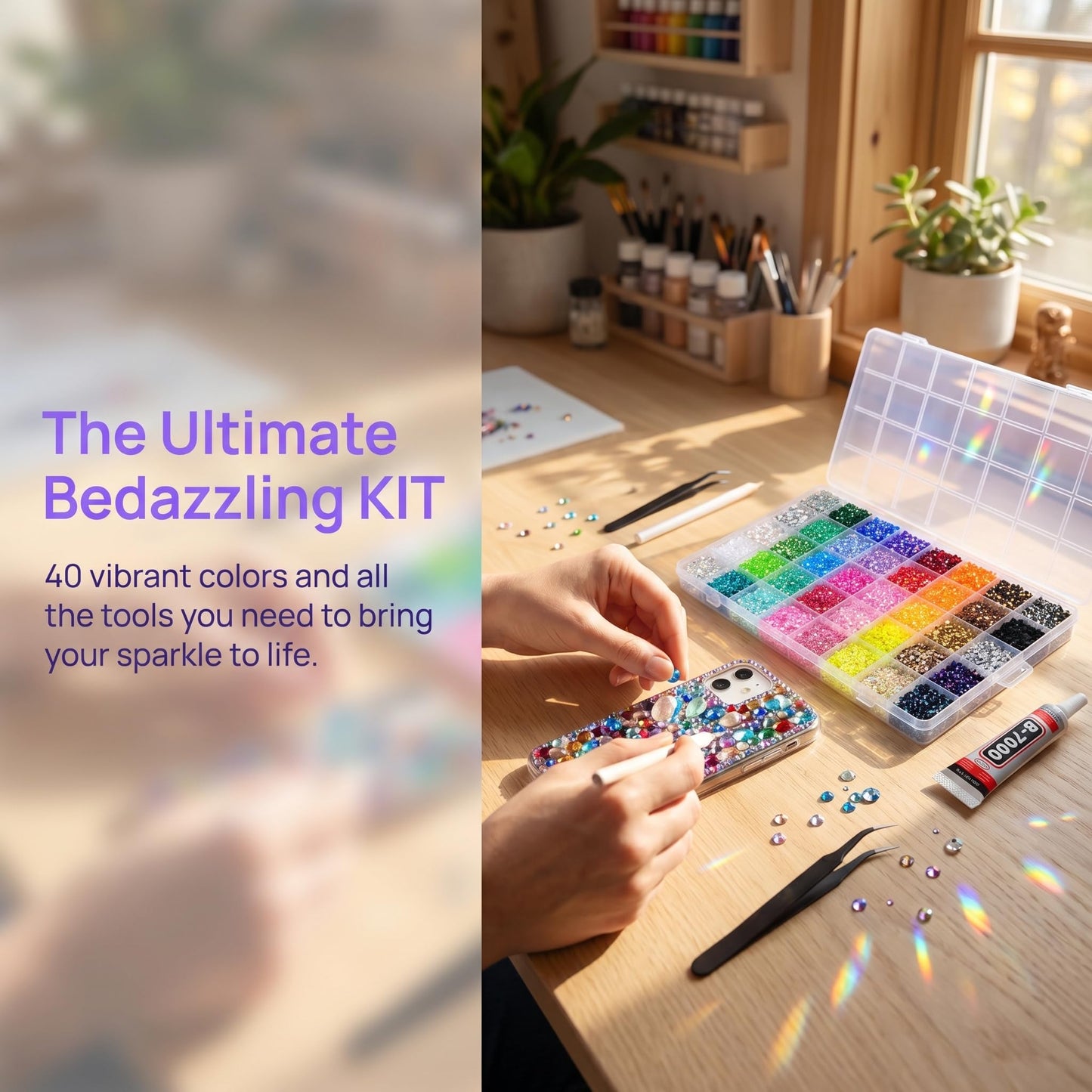 Bedazzler Kit with Rhinestones, Colorful DIY Resin Rhinestone Kit for Bedazzling, Resin Jelly Rhinestones for Bedazzling Kit for Diamond Art Bedazzled Nail Art Crafting Makeup (32000)