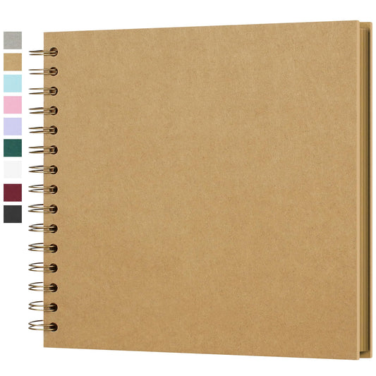 Yopih 8x8 Inch DIY Scrapbook Photo Album, Hardcover Kraft Paper Acid-Free, 20 Sheets (40 Pages), Lay Flat & Cover Customizable Memory Book for Weddings Anniversaries Guest Book Baby Family Travel