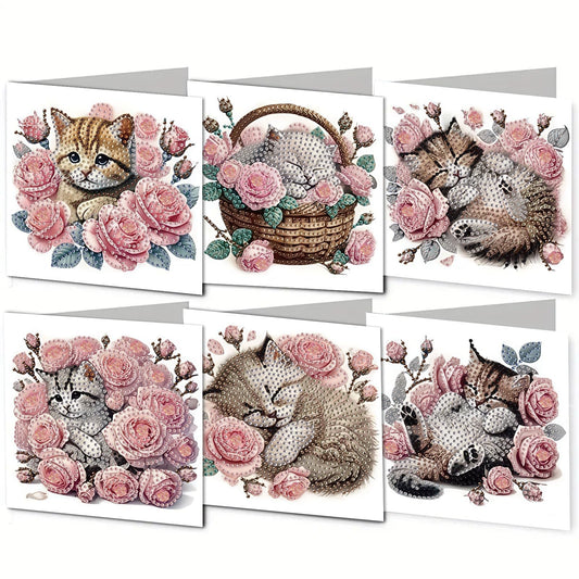 DDGYP 6-Pack Diamond Art Kits for Adults, 5D Diamond Painting Greeting Card Kit with Envelopes, 5.9x11.81 Inch Diamond Art Cards for DIY Crafts, Birthday & Holiday Greetings