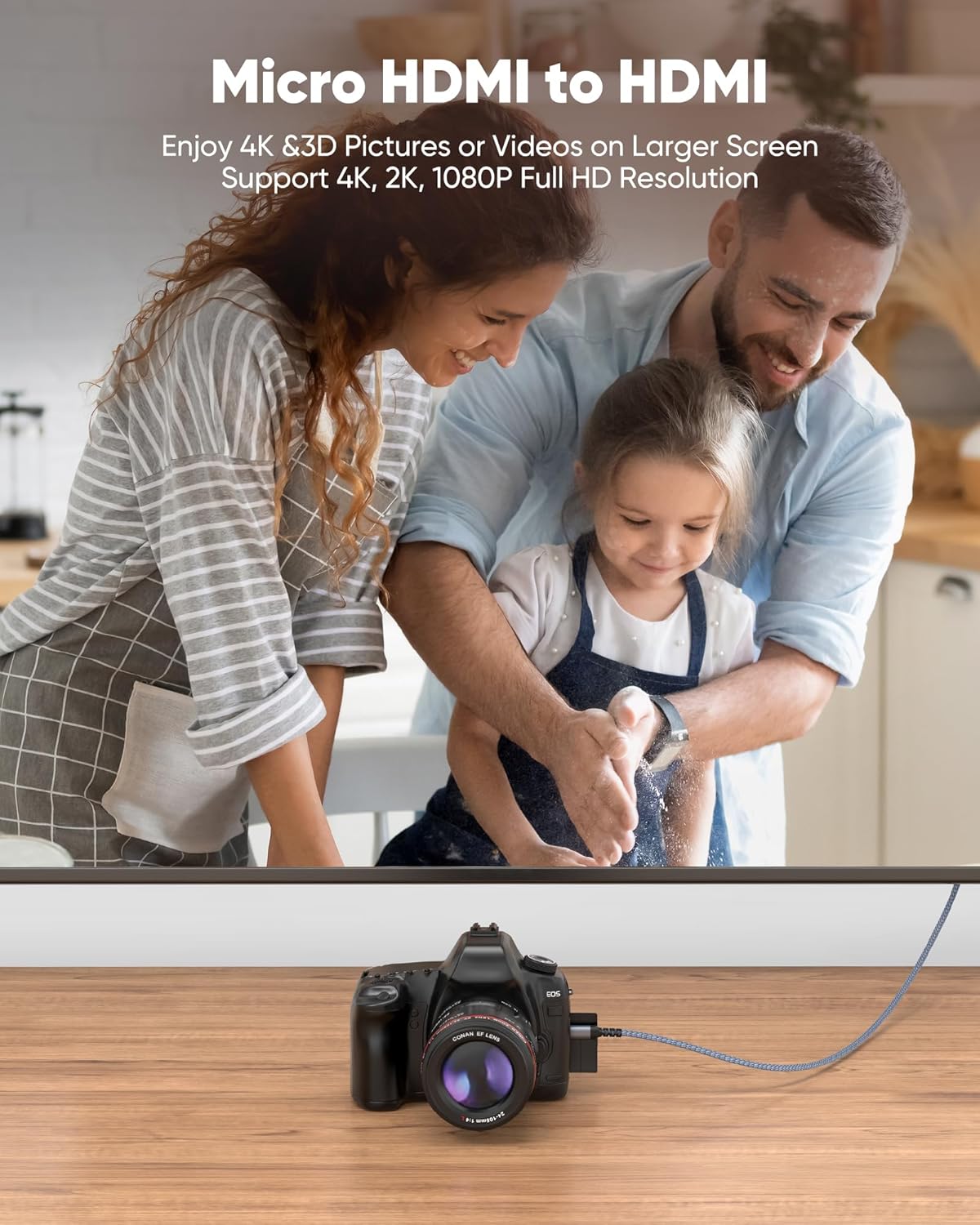 4K 10 4K@60Hz, Highwings Micro HDMI to HDMI Cable FT, Micro HDMI Cord HDR Compatible for DSLR Camera, Raspberry Pi