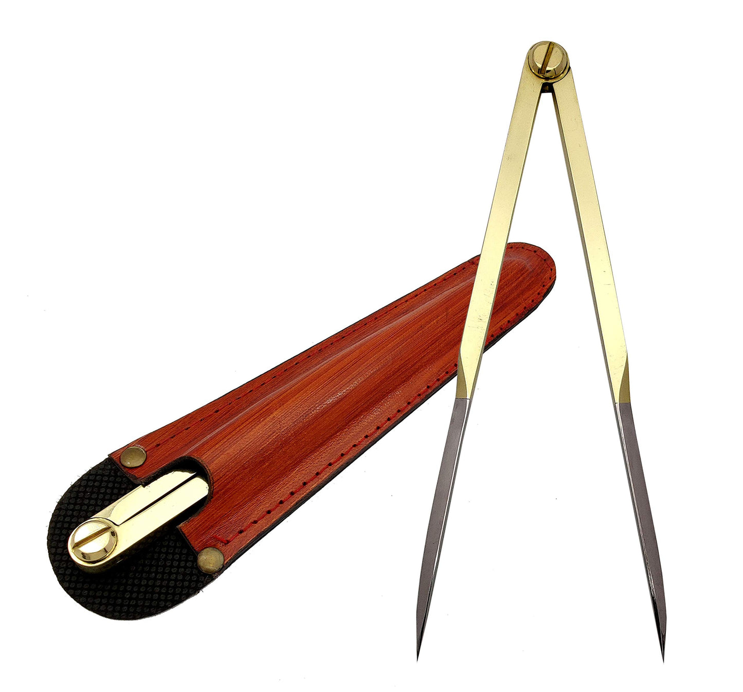 5MOONSUN5's Vintage Navigation Straight Pattern Artist Divider Solid Brass Drawing Tool Professional 7” Long Solid Brass with Heavy Duty Stainless Steel Point Tool for Art Projector with Leather Case