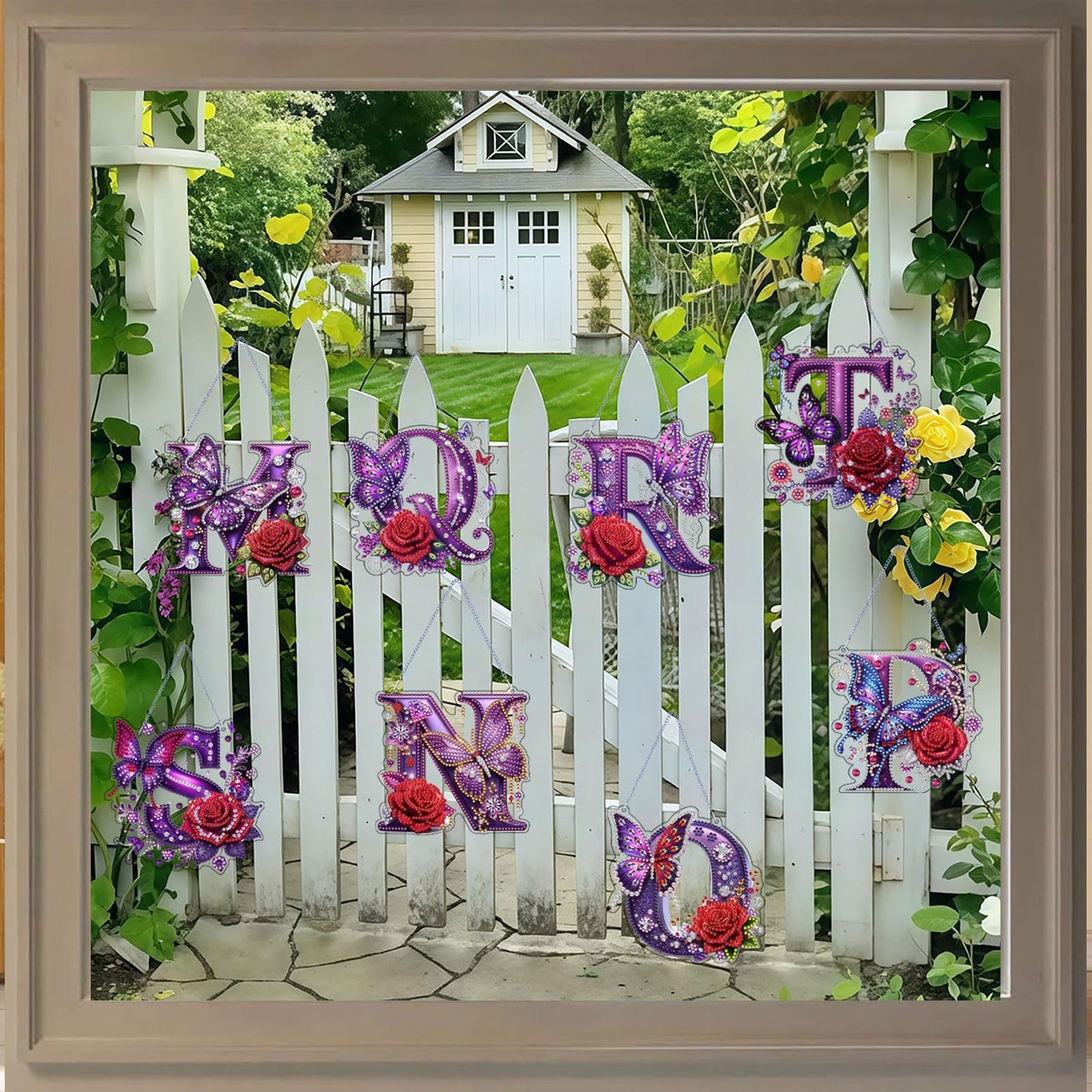 DIY Hanging Diamond Art Kit for Adult – Gem Art Window & Wall Pendant, Acrylic Letter Diamond Painting Ornament for Home & Garden Decoration (S)