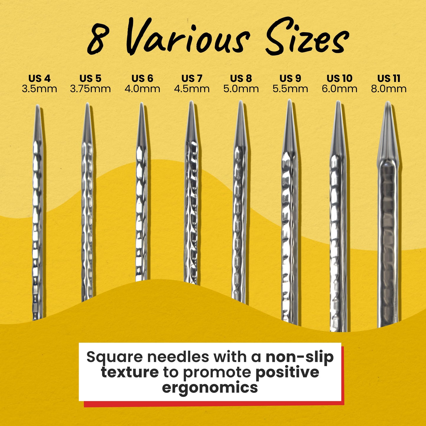 skacel by addi addiClick Interchangeable Knitting Needles Set, Circular Needle Kit with Standard Rocket 2 (Squared) Plated Brass Tips and Nylon Cords