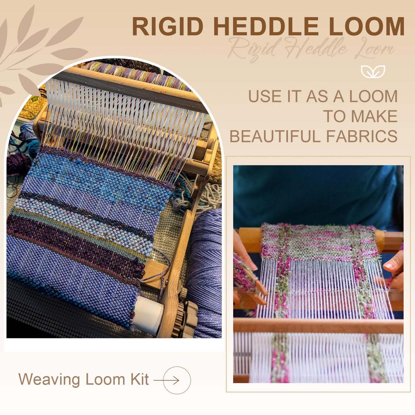 Threlaco 12 Inch Weaving Rigid Heddle Loom Kit Multi Craft Wooden Weaving Loom with Heddle Shed Stick Threads Warping Frame with Pegs and Yarn Stand for Adults Beginners Handcraft DIY Art Crafts