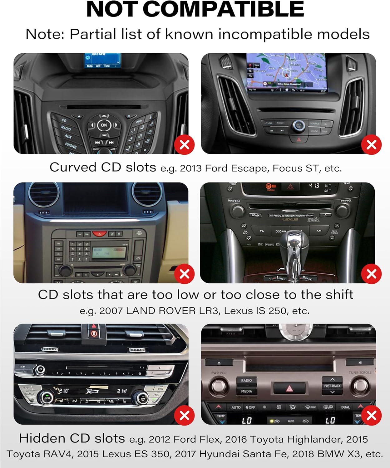 1Zero 360 7-11 Inch CD Slot Mount for CarPlay Screen, Rotation Tool-Free Installation CarPlay CD Mount Compatible