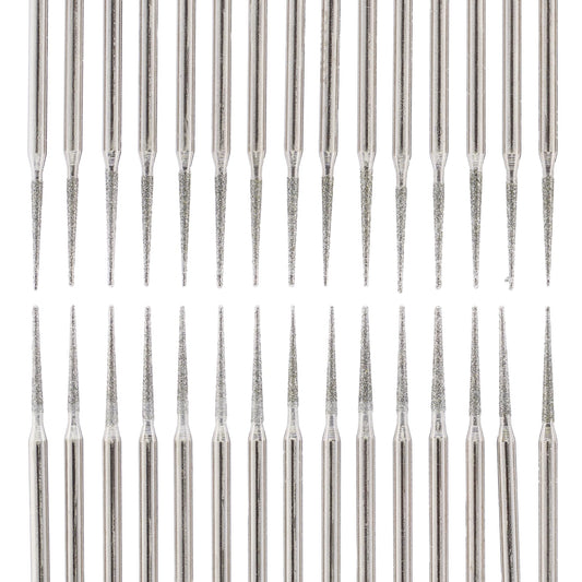 Diamond Tipped Rotary Tool Burr Bits, Tapered Grinder Burr 3/32inch Shank, Grinding Engraving for Stone Carving Tools Pack of 30Pcs