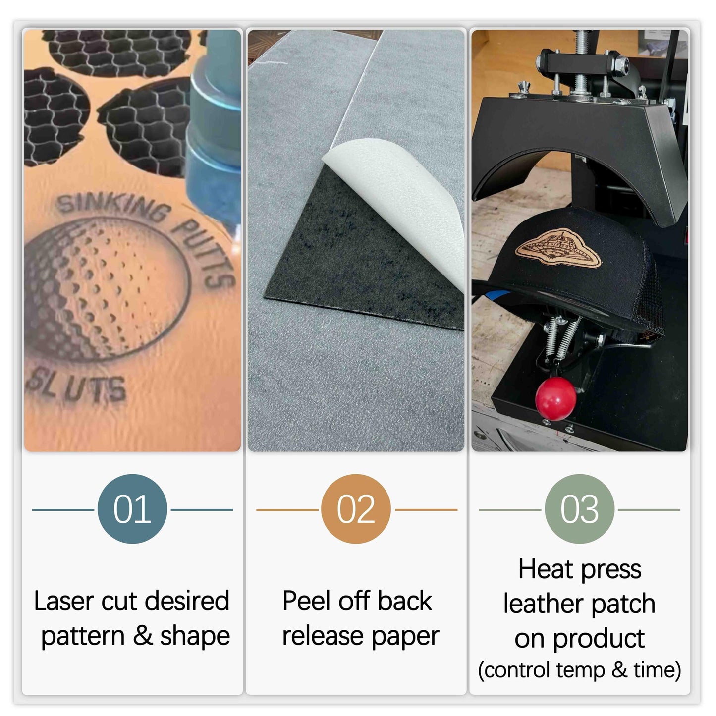 Tan/Black Laserable Leatherette Sheet Laser Engraving Blanks Thick Light Brown Faux Leather Hat Patches Heat Press Iron-on with Heat-Activated Adhesive Backing for Crafts Material Supplies,1.8mm,5-Pcs