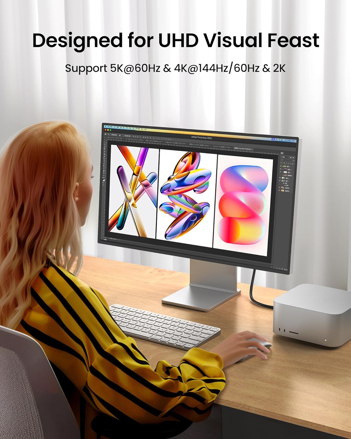 5FT, 8K@30Hz 5K/4K@60Hz 20Gbps 90 3.2 2x2 240W 17, Silkland USB C Monitor Cable Right Angle Display, Data Transfer