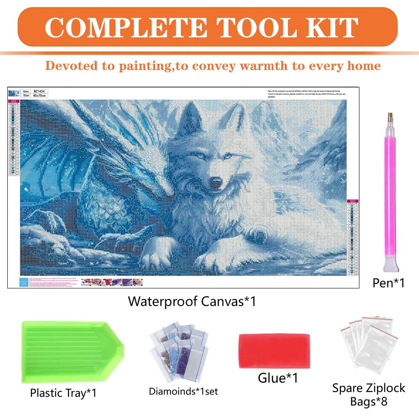 igoodom Large Diamond Painting, Dragon and Wolf Large Diamond Art Kits for Adults, Full Drill Round Big Diamond Painting, DIY Gem Art and Crafts for Home Wall Decor Gift 27.5 X 15.7inch