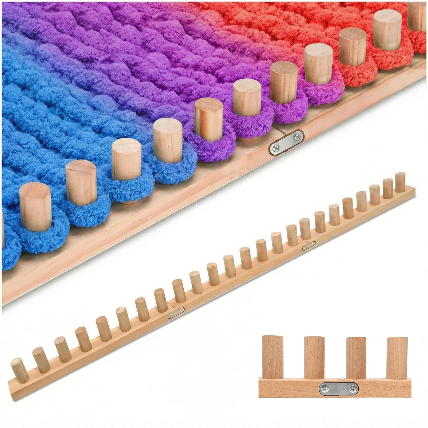 parknshop Upgraded Chunky Knit Loom (48"/60") - Premium Beech Wood Large Blanket Knitting Loom with Screw Fastening, No-Needle DIY Weaving Board for Beginners, Scarves & Handmade Blankets (48")