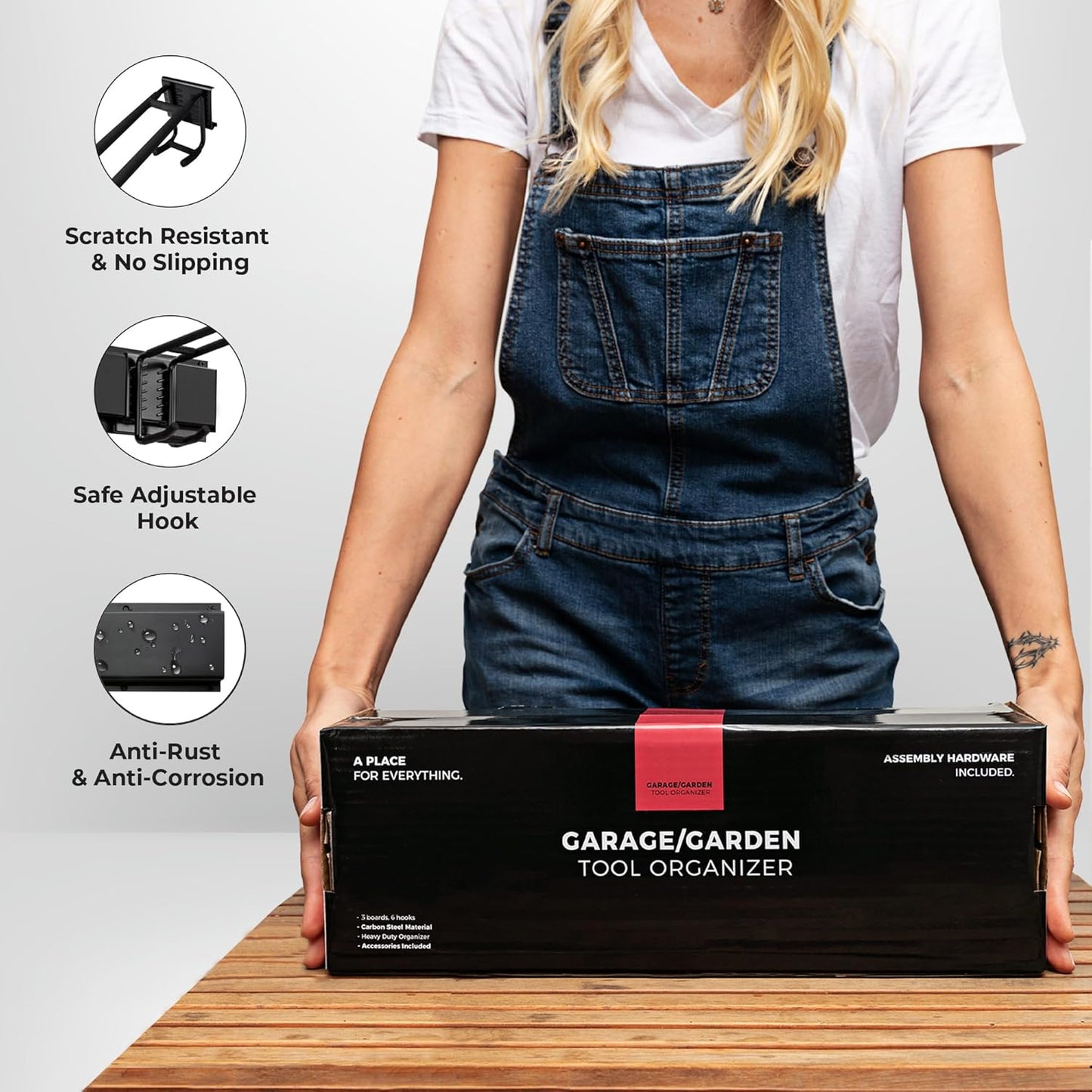 TIDYME Garage Wall Organizer - 64" Heavy-Duty Tool Storage Rack with Adjustable Hooks | 400 lbs Capacity