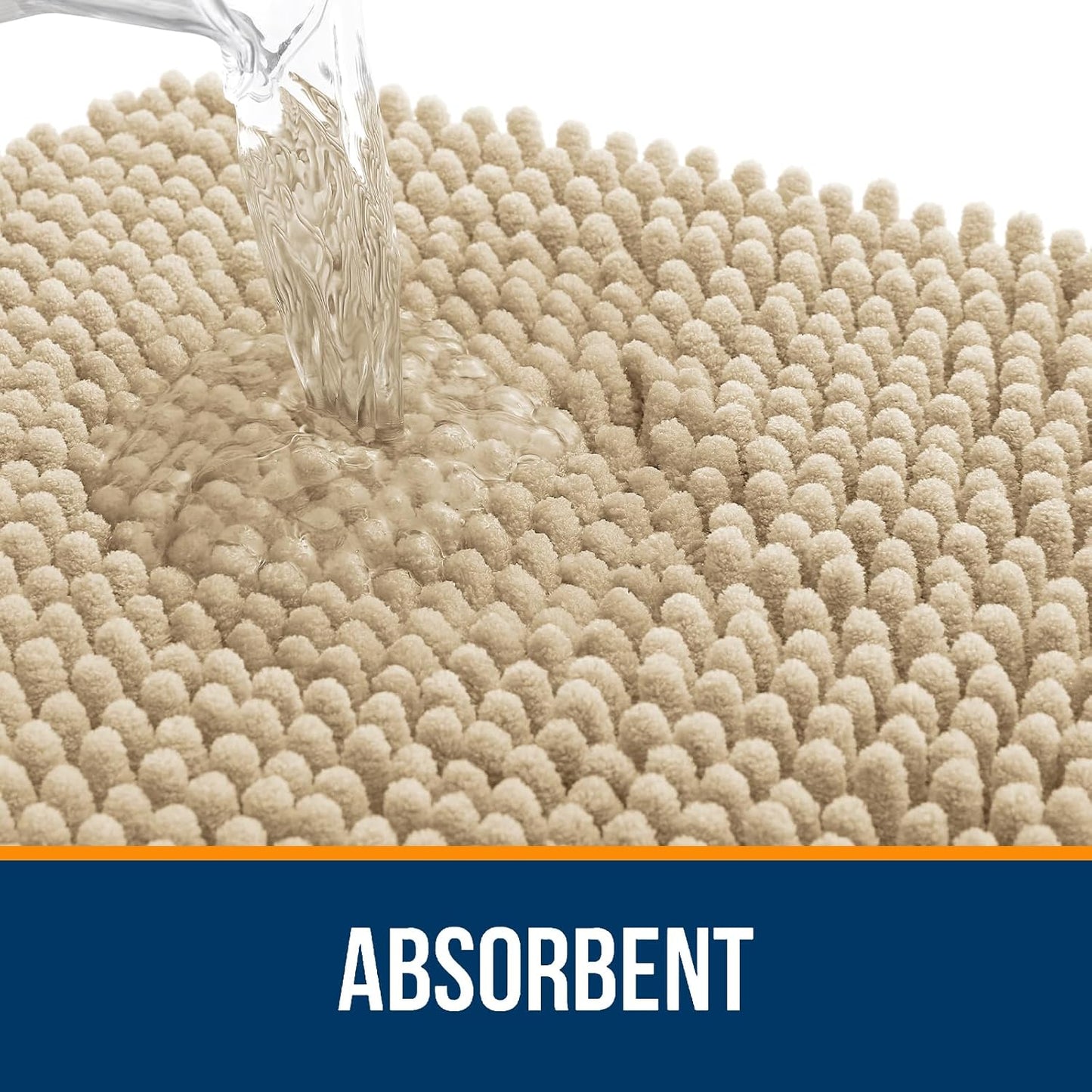 OLANLY Bathroom Rugs - Extra Soft Chenille Bath Mats | Quick Dry, Machine Washable, 24x16, Beige