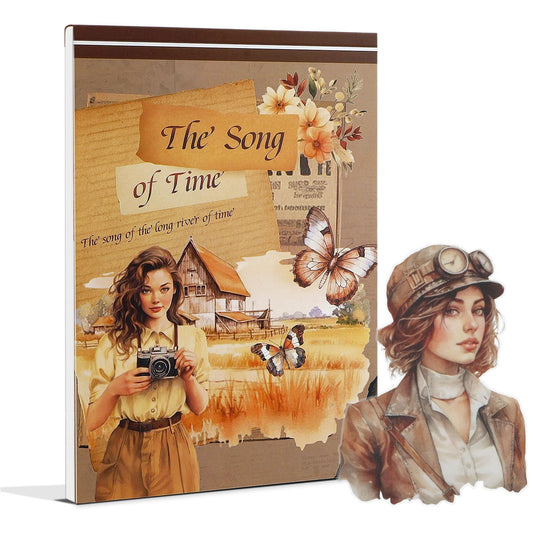 Snycler Sticker Book - 20 Sheets Vintage PET Stickers for Scrapbooking, Junk Journaling, Ephemera, and Decorative Crafts-The Song of time
