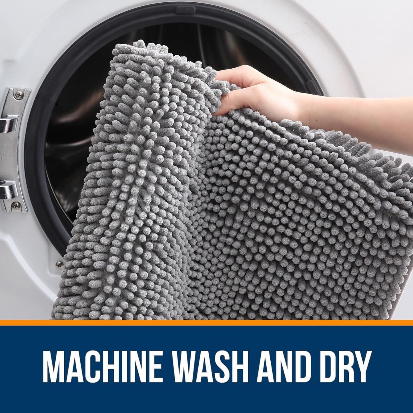 OLANLY Bathroom Rugs - Extra Soft Chenille Bath Mats | Quick-Dry, Machine Washable, 30x20, Grey