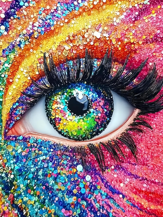AuraTile Colorful Eyes 5D Diamond Painting Kits for Adults Beginner, DIY Round Full Drill Diamond Dot Painting Gem Art Kits for Adults Home Wall Decor 12X16Inch
