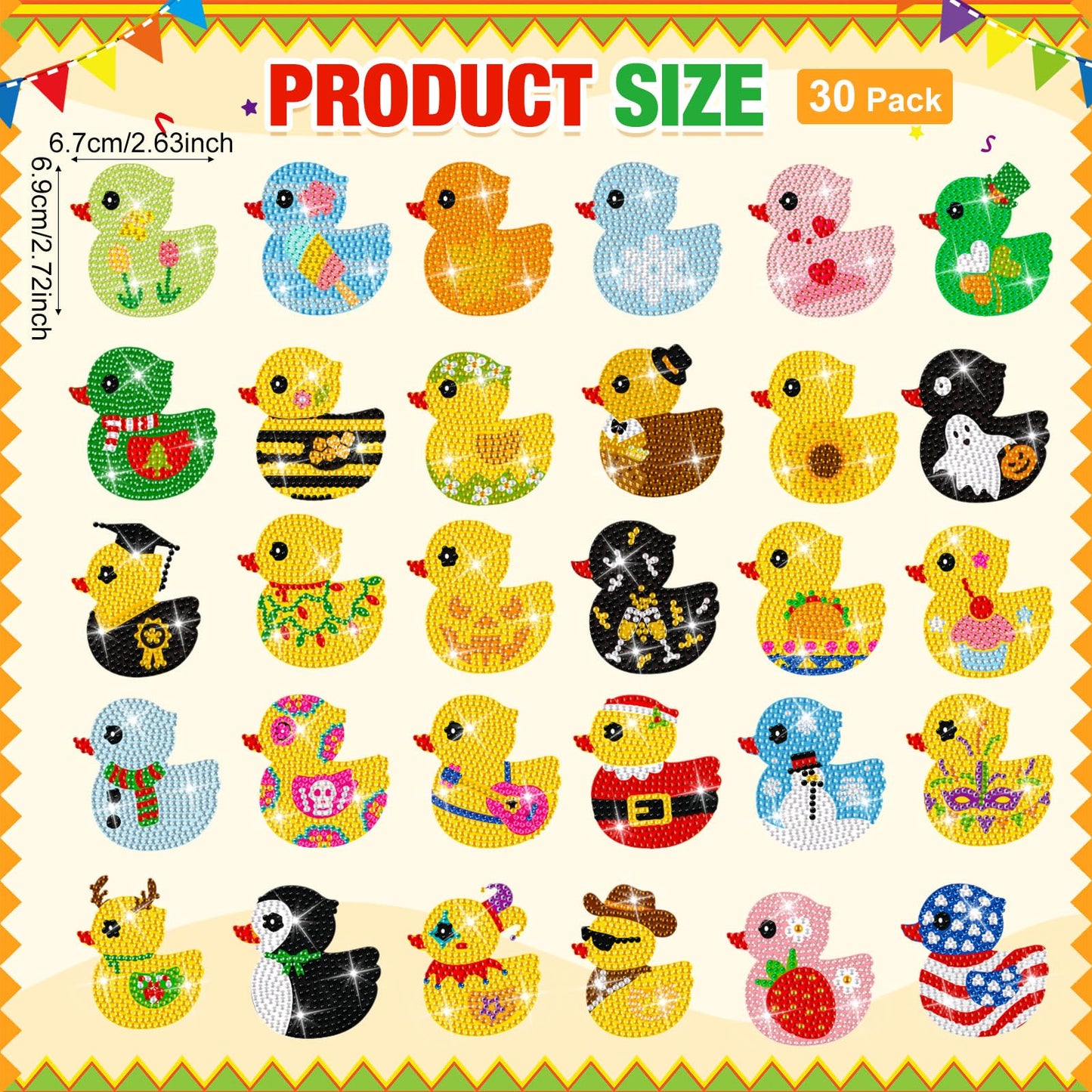 Liliaafar 30 Pcs Diamond Painting Magnets Set Diamond Art Magnets for Fridge Refrigerator Magnetic Stickers for DIY Crafts 5D Gem Rhinestones Art Painting Kits for Adults Beginners (Cute Duck)