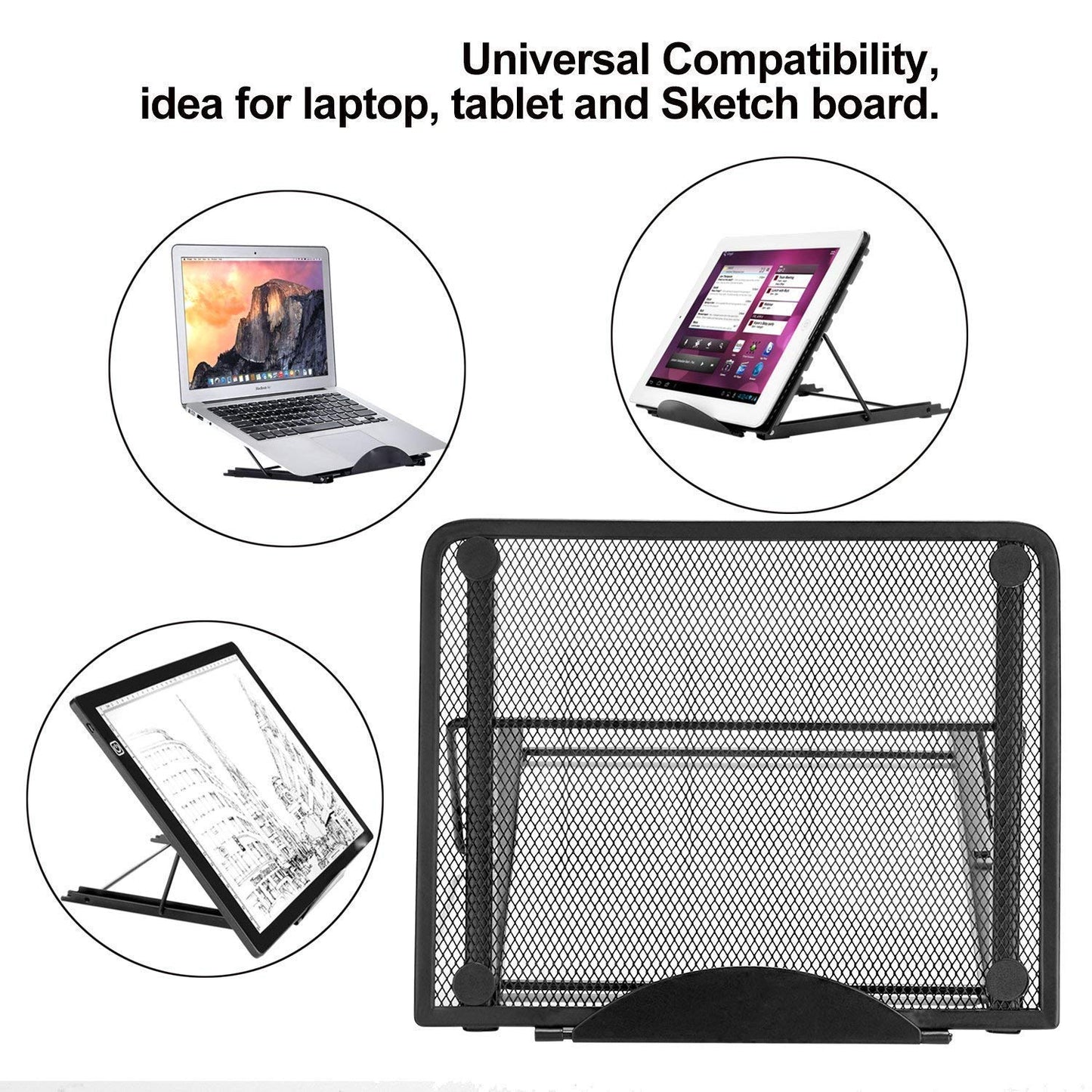 Metal Mesh Stand for A4 LED Tracer Pad, Ventilated Metal Holder for Laptop, Tablet, Animation Art Sketching Drawing Tracing LED Light Box Board, Books Holder, Diamond Painting Light Pad