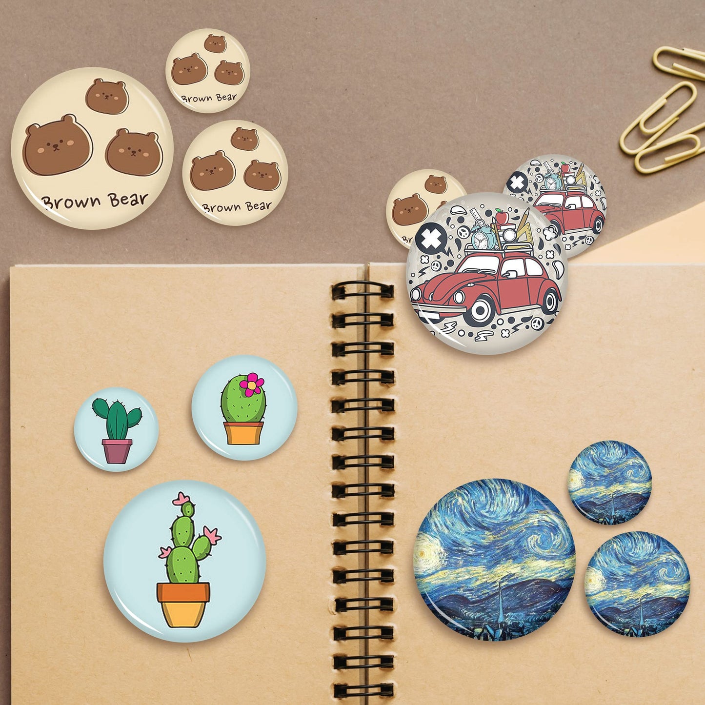 Onemorello 200 Sets Button Maker Supplies, 0.98 inch / 25mm Button Parts Buttons Supplies, Approx. 1 in Blank Badge Parts with Blank Paper for Buttons Maker Machine Pin Maker Press