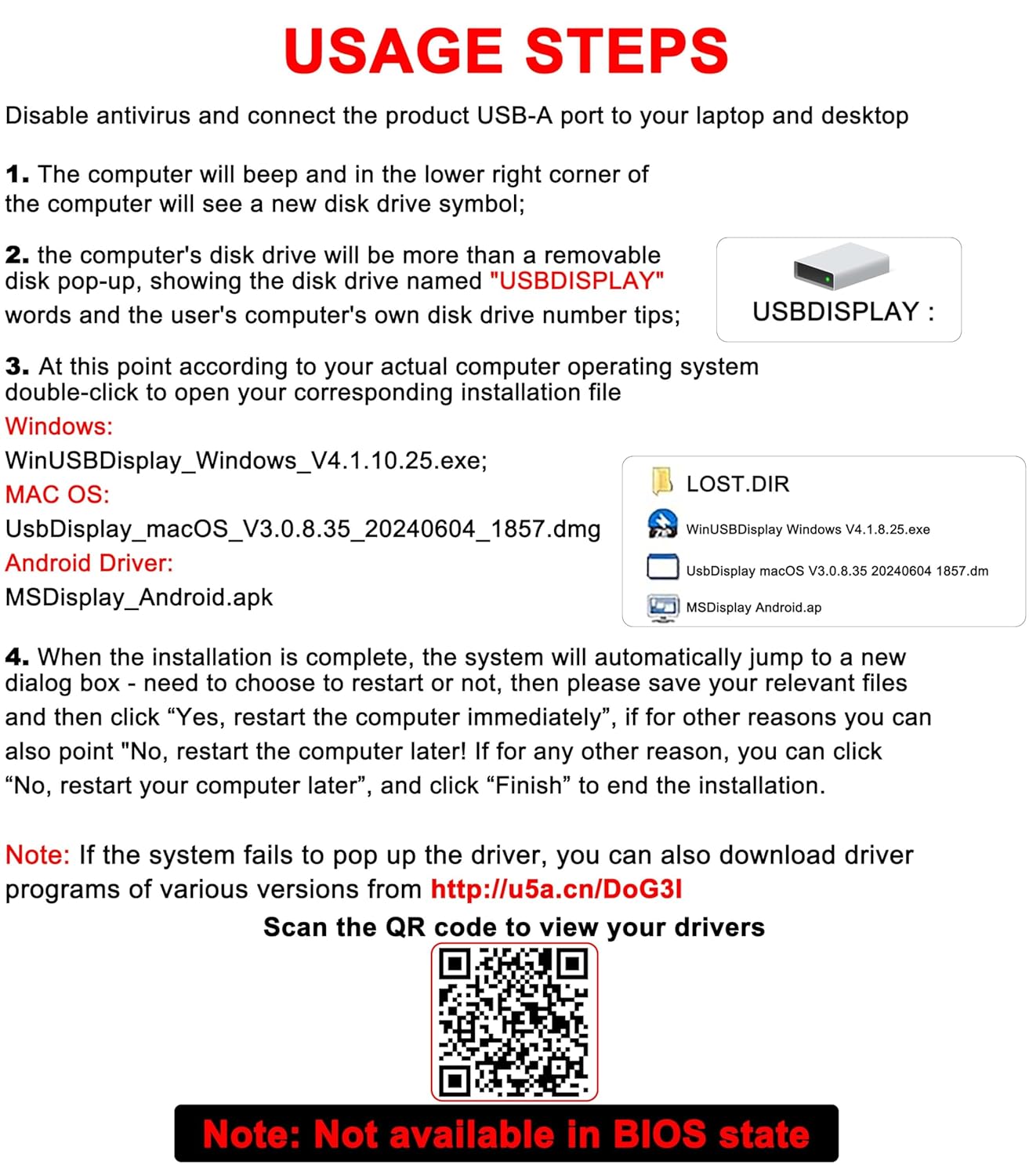 THANDBLE 3FT, 1080P 60Hz 3.0 7/8/10/11 USB to HDMI Adapter Cable USB A to Audio/Video Converter Cable for Monitor, TV