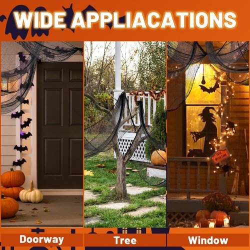 4 Pack Halloween Creepy Cloth Decorations, 30X72 Inch Black Scary Halloween Gauze Cloths, Spooky Cloth for Haunted House, Outdoor Patio, Garden, Halloween Indoor Wall Windows Black Cheesecloth Decor