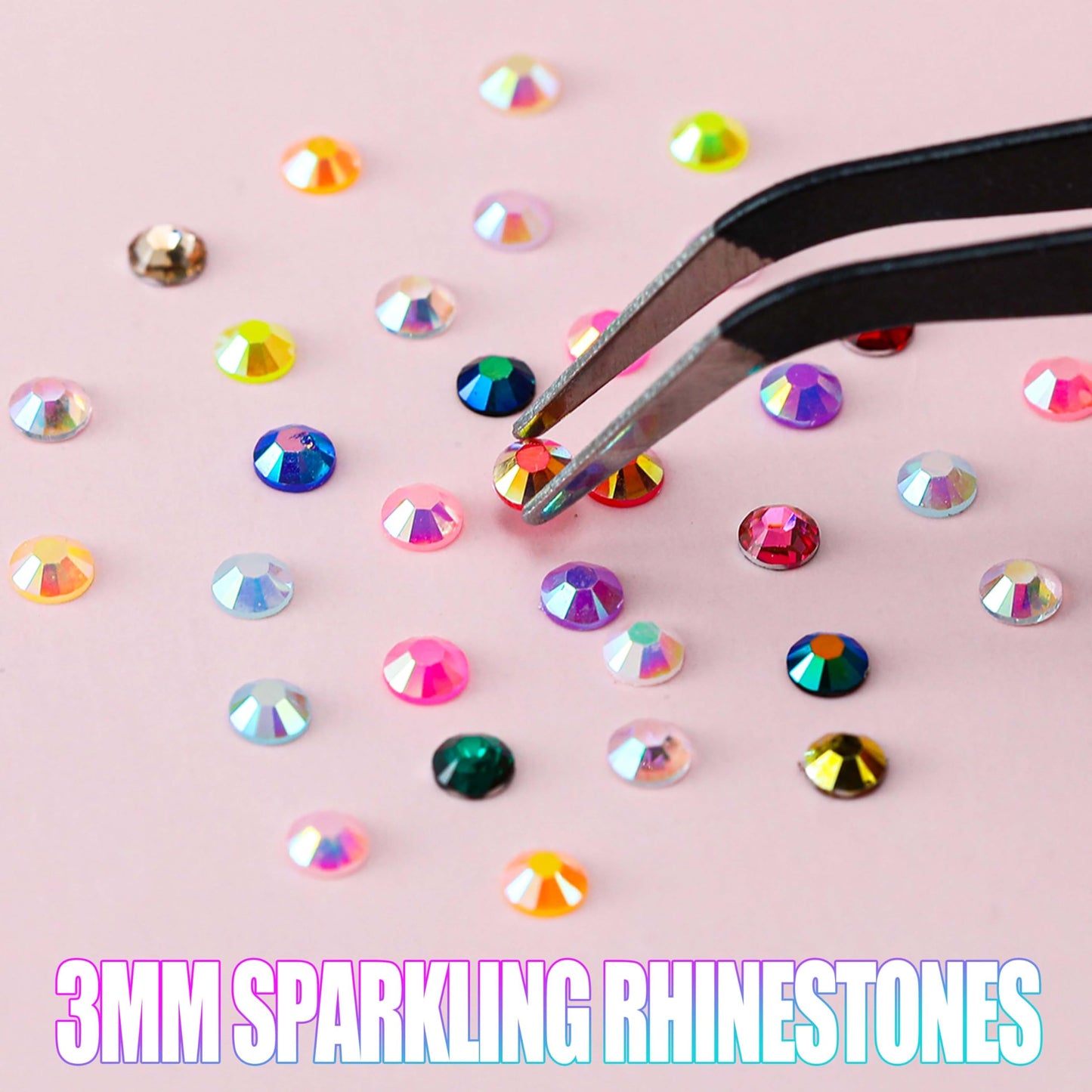 LERBOU 60000PCS Bedazzling Kit with 8 Boxes, 3mm Flatback Resin Rhinestones, Sparkling Gems Set for Nail Art, Crafts, Clothing, Fabric, Phone Case, Tumbler, Shoes & DIY Decoration