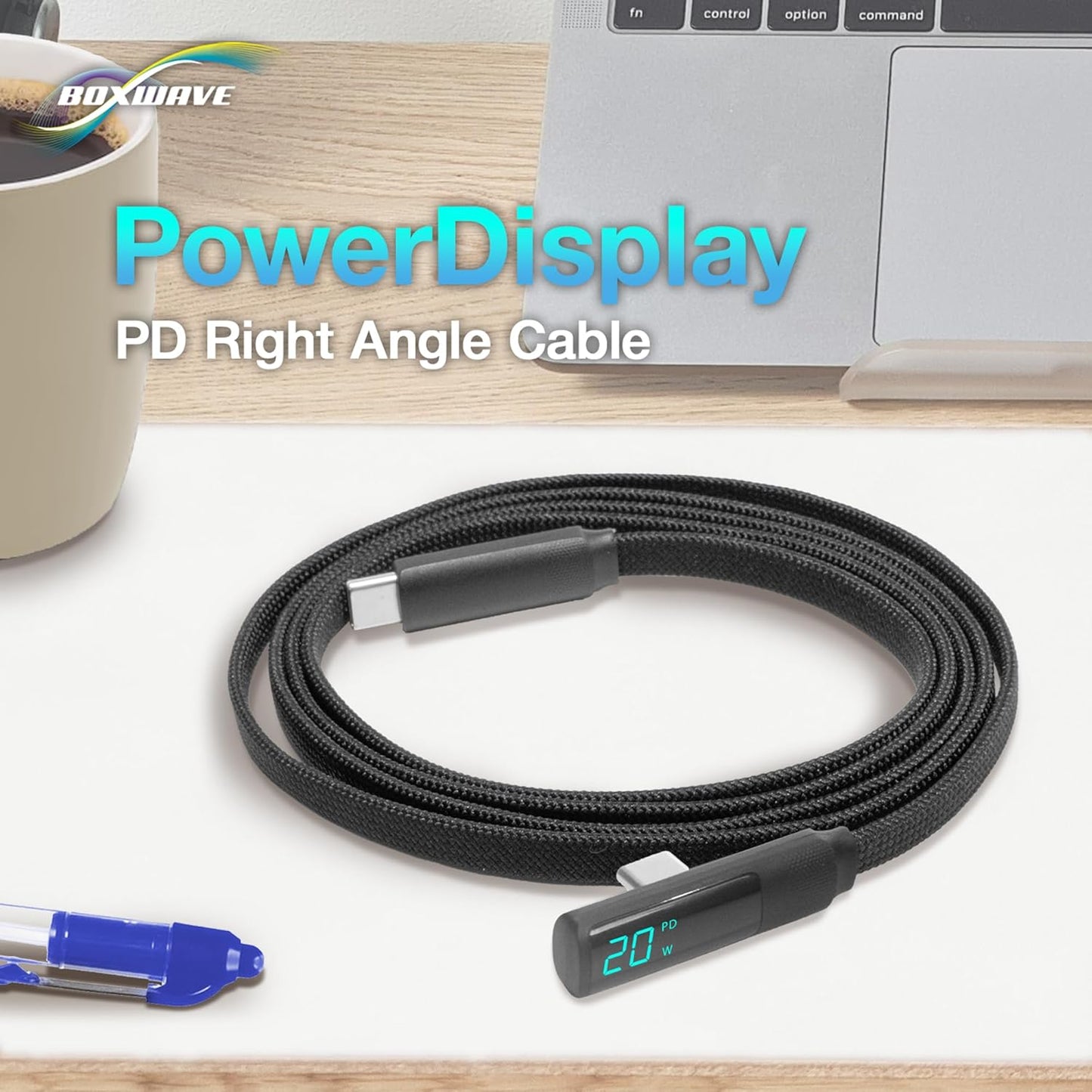 BoxWave TIMMKOO Q5 MP3 (4ft) (100W), Cable Compatible with Player with Bluetooth and WiFi - PowerDisplay PD Right Angle