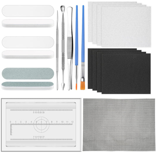 Lasnten 15 PCS Metal Silver Clay Kit, DIY Hand Making Jewelry Making Tool, Precious Metal Clay Essentials Starter Tool Kit