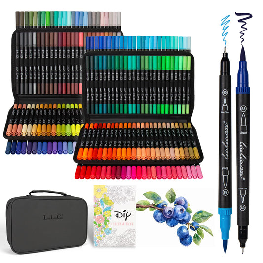200 Colors Dual Tip Markers Brush Pens Set, Fine & Brush Tip Art Marker for Adult Coloring Book No Bleeding, Artist Colored Pen for Drawing Calligraphy Journal Doodling Lettering Note Taking