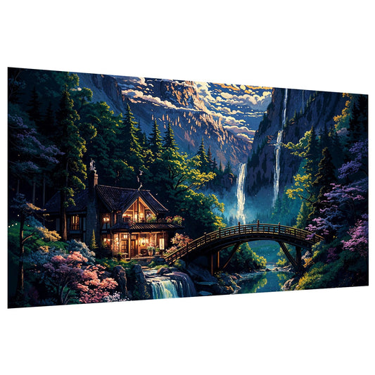 JOOZ Mountain Diamond Painting Kit for Adults 5D Large Landscape Diamond Art Kits for Adults House Diamond Art Painting Kits Gem Art Kits for Home Wall Decor 27.5x15.7Inch