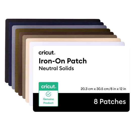 Cricut Iron-On Patch, Neutral Solids - 8 in x 12 in (8 ct) - Repair or Customize Clothing - Machine Washable - No Sewing Needed