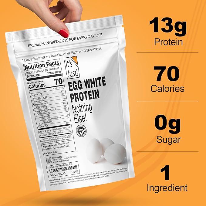 It's Just! - Egg White Protein Powder, Made in USA, Dried Egg Whites (Unflavored, 3lb)