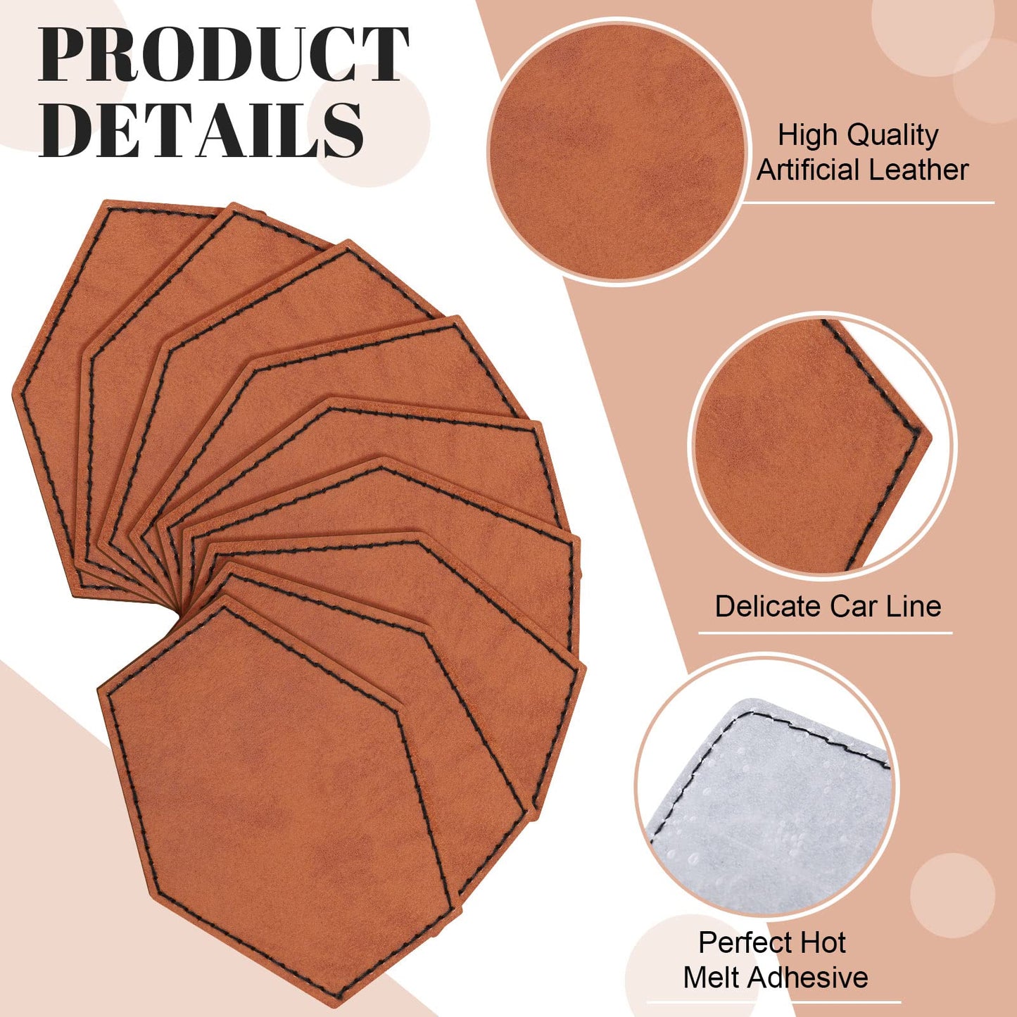 80 Pcs Blank Leatherette Hat Patches Laserable Leather Patch Bulk Iron on Heat Press with Adhesive Rustic Faux Supplies for Clothes Dress Fabric Repair Sew DIY Crafts(Round and Rectangle,Khaki)