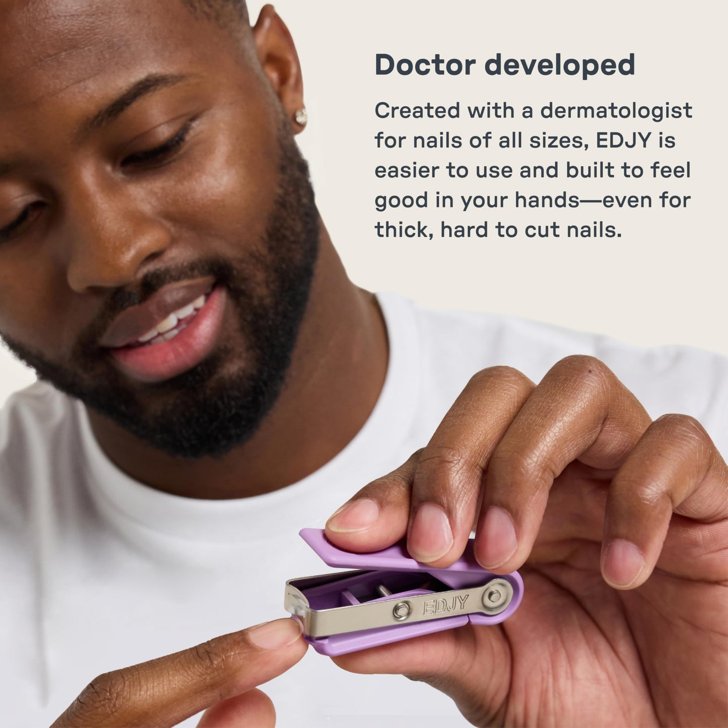 EDJY Fingernail Cutter - Precision Stainless Steel Nail Cutter for Fingernails | Sharp Blade, Ergonomic Design, Durable & Rust-Resistant | Ideal for Men and Women | Lilac | 2-Pack
